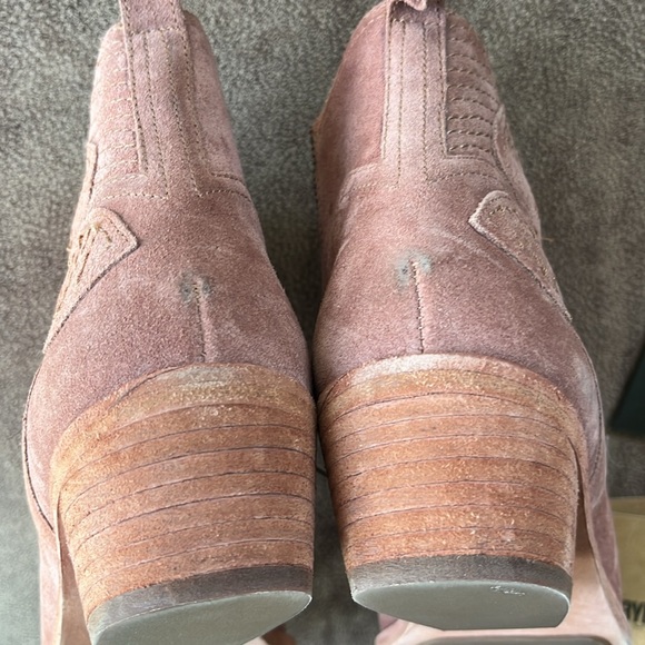 Frye Blush Suede Ankle Boots with Leaf Design - Picture 2 of 5
